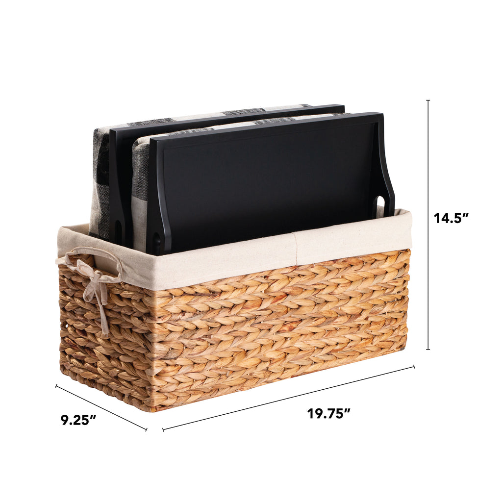 Rossie Home® Set of 2 Lap Trays with Basket, Buffalo Check.