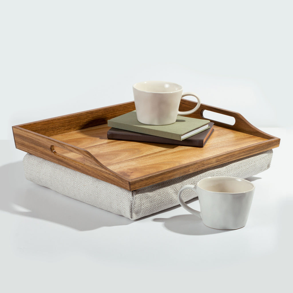 Rossie Home® Lap Tray with Pillow, Natural Acacia.