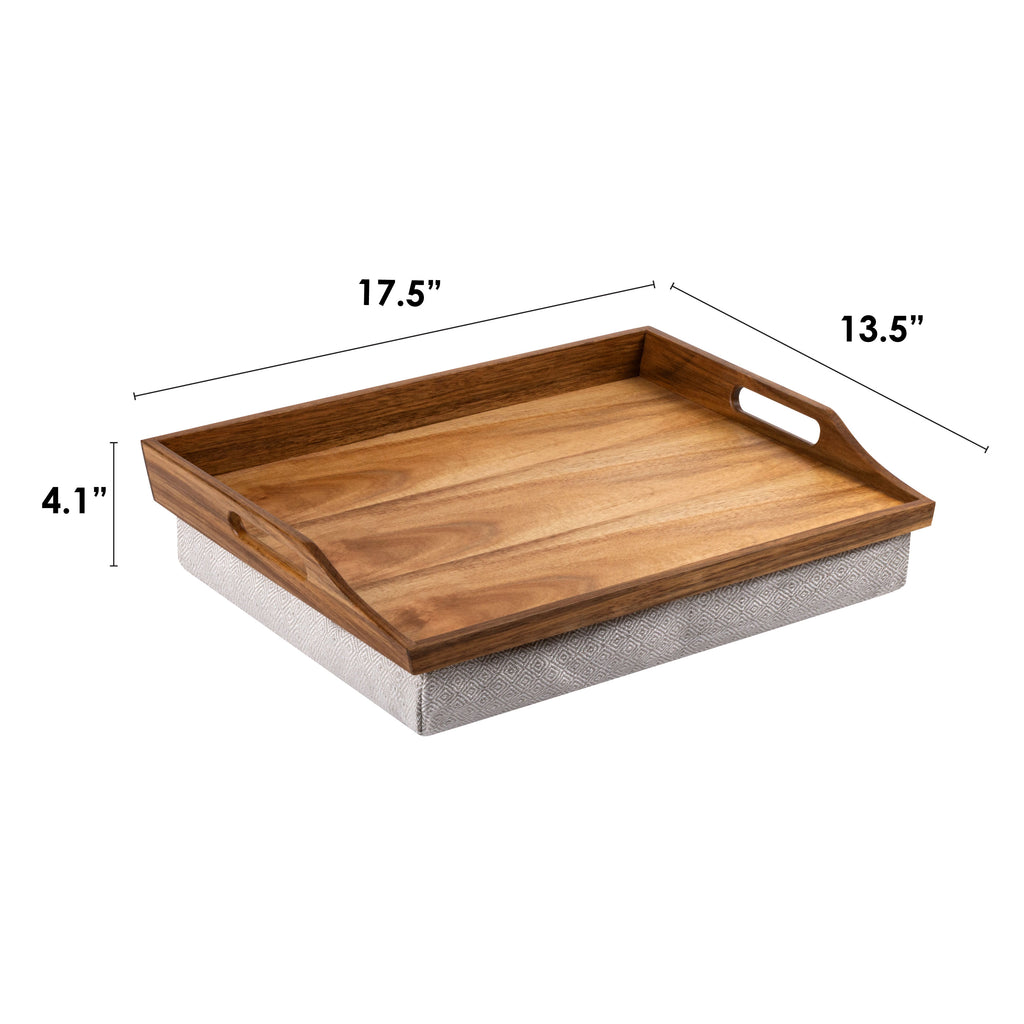 Rossie Home® Lap Tray with Pillow, Natural Acacia.