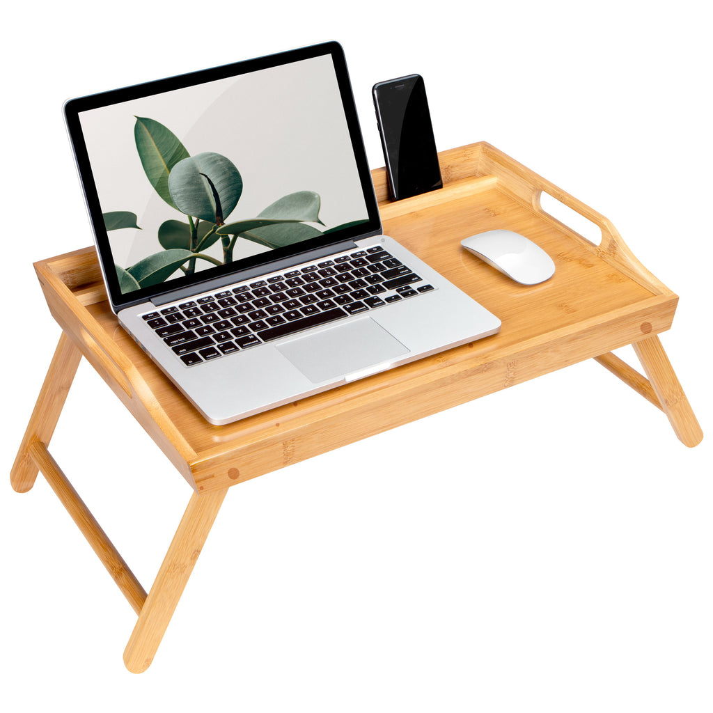 Rossie Home® Media Bed Tray, Natural Bamboo.
